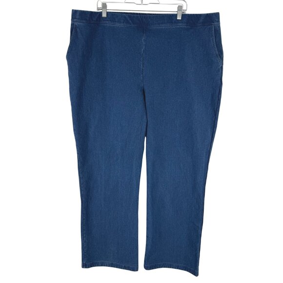 L.L. Bean Denim Pull On Jeans Womens 3X Fleece Lined Blue Stretch‎ NWT PT-2400 - Picture 1 of 11